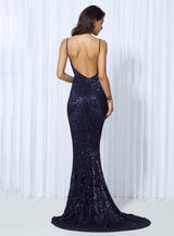 Goal Digger Navy Sequin Maxi Gown Dress - Fashion Genie Boutique