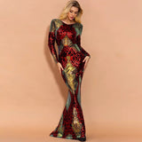 Weekend Glitz Red Long Sleeve Sequin Fishtail Dress - Fashion Genie Boutique
