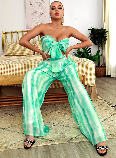 Envy Green Changeable Top & Wide Leg Trousers Co-Ord - Fashion Genie Boutique