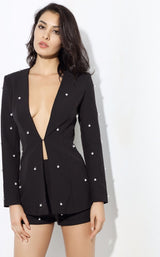 Bethany Black Pearl Shorts and Blazer Co-Ord - Fashion Genie Boutique