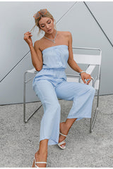 Flaunt It Blue Strapless Jumpsuit - Fashion Genie Boutique
