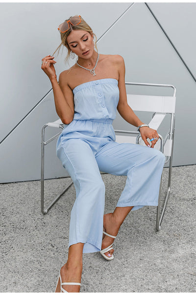 Flaunt It Blue Strapless Jumpsuit - Fashion Genie Boutique