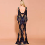 Weekend Glitz Navy Long Sleeve Sequin Fishtail Dress - Fashion Genie Boutique