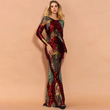 Weekend Glitz Red Long Sleeve Sequin Fishtail Dress - Fashion Genie Boutique