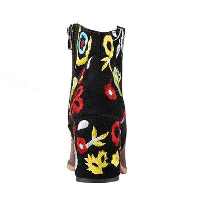 Texas Burgundy Embroidered Ankle Boot - Fashion Genie Boutique
