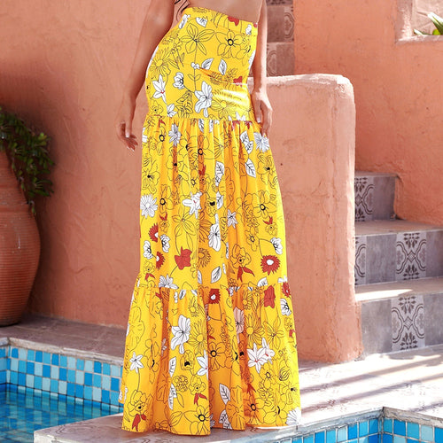Girl Like You Yellow Floral Print Maxi Skirt - Fashion Genie Boutique