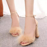 Love Bites Brown Feather Strappy Heels - Fashion Genie Boutique