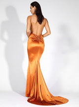Elegantly Blissful Orange Slinky Maxi Dress - Fashion Genie Boutique