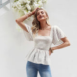 Charming White Stripe Peplum Top - Fashion Genie Boutique