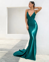 Elegantly Blissful Green Slinky Maxi Dress - Fashion Genie Boutique