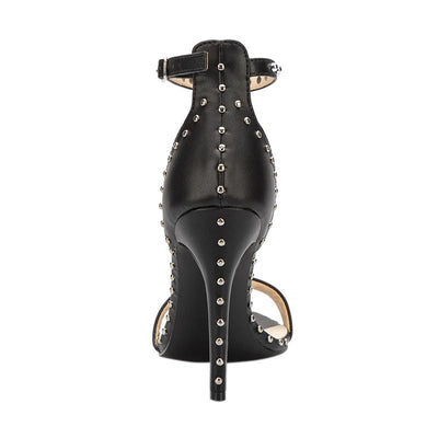 Rock Chic Black Studded Patent Stiletto Sandal - Fashion Genie Boutique