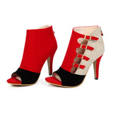 High Class Chic Blue & Tan Two Tone Buckle Open Toe Heels - Fashion Genie Boutique
