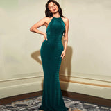 Dream Come True Green Halter Fishtail Maxi Dress - Fashion Genie Boutique