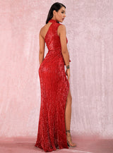 Dangerous Love Red Ruffle Sequin Maxi Dress - Fashion Genie Boutique