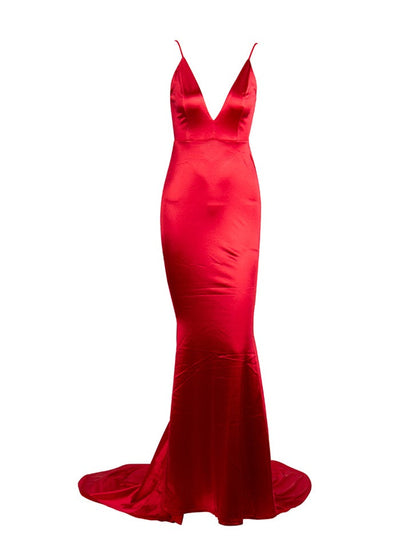 Elegantly Blissful Red Slinky Maxi Dress - Fashion Genie Boutique