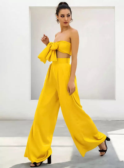 Dream Life Yellow Changeable Top & Wide Leg Trousers Co-Ord - Fashion Genie Boutique