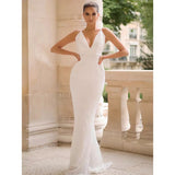 Goal Digger White Sequin Maxi Gown Dress - Fashion Genie Boutique