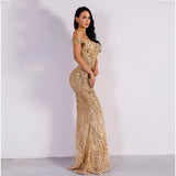 Monroe Gold Bardot Sequin Maxi Gown Dress - Fashion Genie Boutique