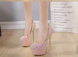 Out Of Reach Pink Sequin Platform Stiletto Heels - Fashion Genie Boutique
