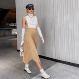 Vanity Fair Khaki Pleated Midi Skirt - Fashion Genie Boutique