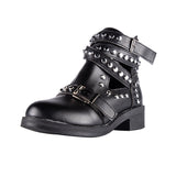 Glamorous Rock Black Studded Ankle Boot - Fashion Genie Boutique