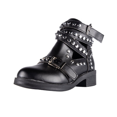 Glamorous Rock Black Studded Ankle Boot - Fashion Genie Boutique