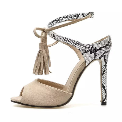 Rock Out Nude Snake Print Stiletto Shoes - Fashion Genie Boutique