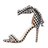 Chelsea Checked Black & White Stiletto Heels - Fashion Genie Boutique