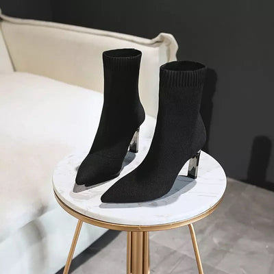 Party Gal Black Pointed High Heel Boots - Fashion Genie Boutique