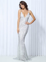 Goal Digger Silver Sequin Maxi Gown Dress - Fashion Genie Boutique