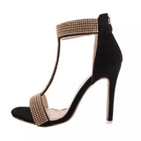 Rock Chic Black Crystal Embellished Stiletto Shoes - Fashion Genie Boutique