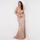 Dressed To Thrill Gold Sequin Bardot Maxi Dress - Fashion Genie Boutique