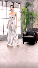 Gracie White Polka Dot Changeable Top & Wide Leg Trousers Co-Ord - Fashion Genie Boutique