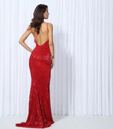 Goal Digger Red Sequin Maxi Gown Dress - Fashion Genie Boutique