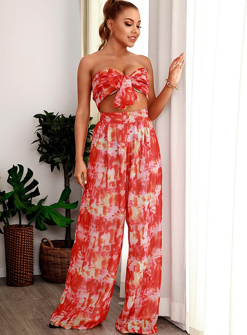 Hadley Red Changeable Top & Wide Leg Trousers Co-Ord - Fashion Genie Boutique