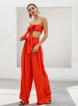 Dream Life Red Changeable Top & Wide Leg Trousers Co-Ord - Fashion Genie Boutique