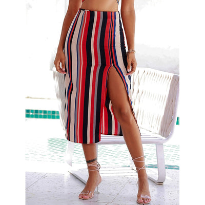 Feisty Red Stripe Midi Skirt - Fashion Genie Boutique