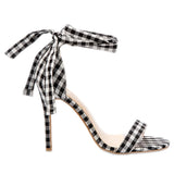 Chelsea Checked Black & White Stiletto Heels - Fashion Genie Boutique