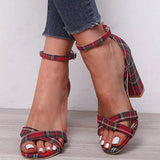 Love Affair Red Tartan Block Heel Shoes - Fashion Genie Boutique