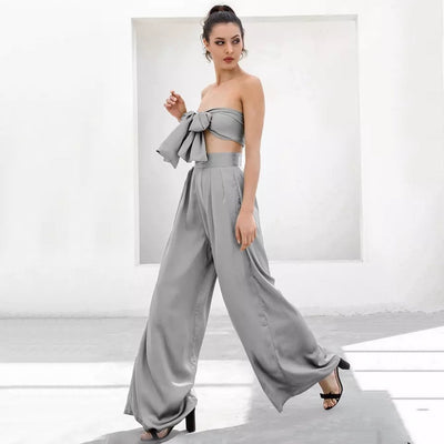 Dream Life Grey Changeable Top & Wide Leg Trousers Co-Ord - Fashion Genie Boutique