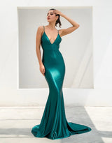Elegantly Blissful Green Slinky Maxi Dress - Fashion Genie Boutique