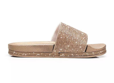 Cosmic Girl Rhinestone Embellished Sliders - Fashion Genie Boutique