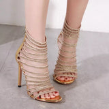 Divine Attraction Gold Rhinestone Embellished Strappy Sandals - Fashion Genie Boutique