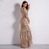 Unrequited Love Rose Gold Sequin Long Sleeve Maxi Dress - Fashion Genie Boutique