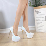 Out Of Reach White Sequin Platform Stiletto Heels - Fashion Genie Boutique