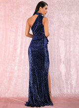 Dangerous Love Navy Ruffle Sequin Maxi Dress - Fashion Genie Boutique