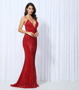 Goal Digger Red Sequin Maxi Gown Dress - Fashion Genie Boutique