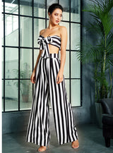 Josie Black & White Stripe Changeable Top & Wide Leg Trousers Co-Ord - Fashion Genie Boutique