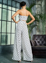 Gracie White Polka Dot Changeable Top & Wide Leg Trousers Co-Ord - Fashion Genie Boutique