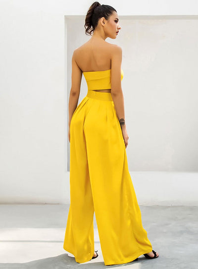 Dream Life Yellow Changeable Top & Wide Leg Trousers Co-Ord - Fashion Genie Boutique